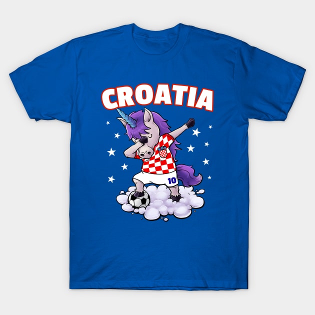 Dabbing Soccer Unicorn Funny Croatia Soccer Kids - Croatian Football T-Shirt by NUMAcreations